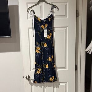 Reformation Navy and Yellow Floral Midi Dress size 0